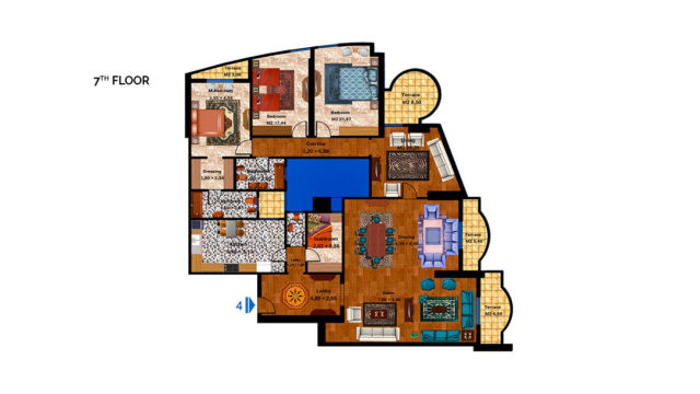 Apartment 4B Total area 292 m<sup>2</sup>