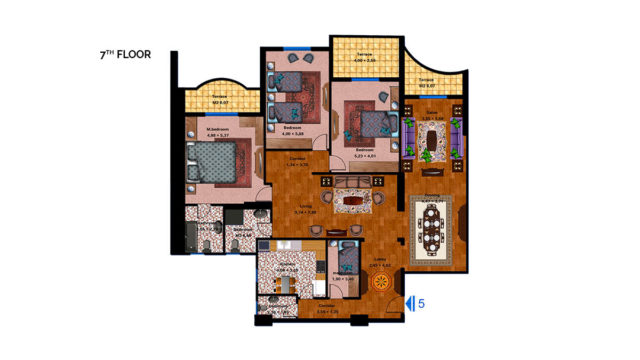 Apartment 5B Total area 273 m<sup>2</sup>